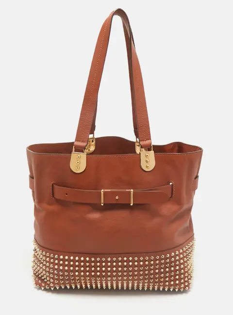Christian Louboutin Brown Leather Sybil Spike Tote