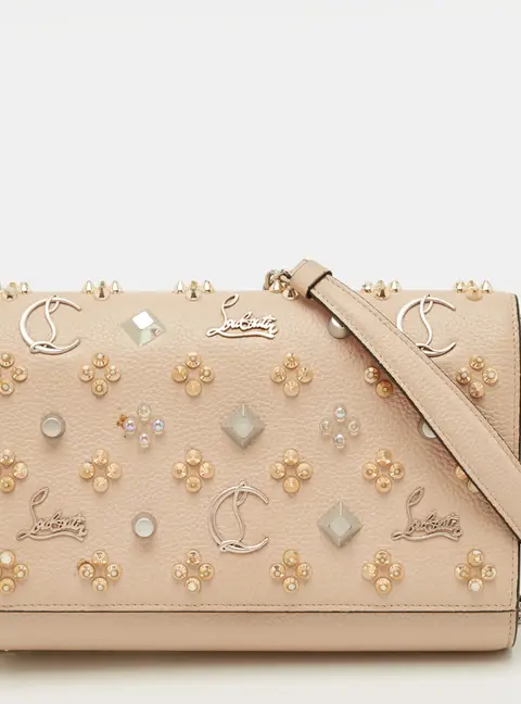 Christian Louboutin Paloma Embellished Leather and Patent Leather Chain Clutch