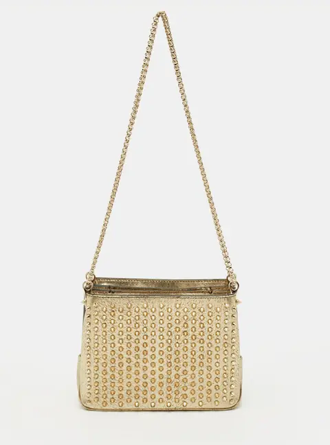 Christian Louboutin Triloubi Chain Gold Textured Leather Bag
