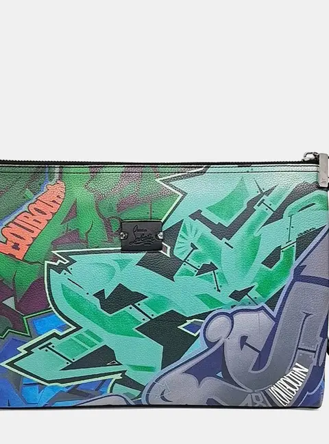 Christian Louboutin Kaloupouch Graffiti Medium Multicolor Leather Clutch Bag