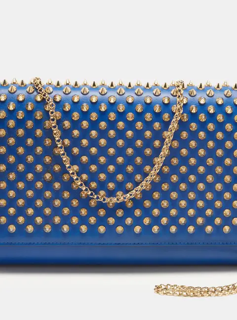 Christian Louboutin Paloma Spike Blue Patent and Leather Shoulder Bag