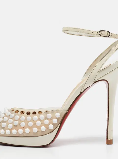Christian Louboutin St Jeanette Size 36 Transparent Patent Leather and PVC Peep Toe Pumps