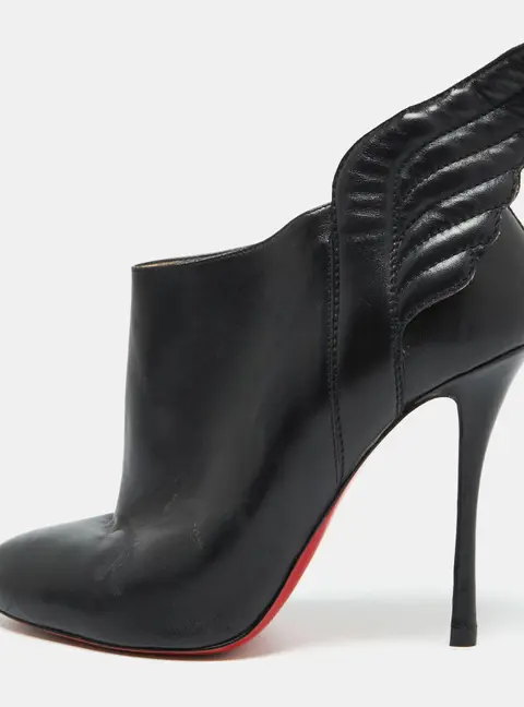 Christian Louboutin Black Leather Mercura Wings Ankle Booties Size 39
