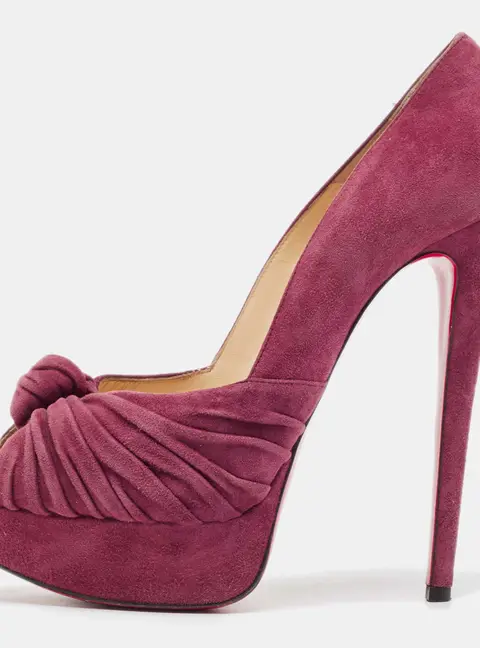 Christian Louboutin Burgundy Suede Lady Gres Platform Pumps Size 37.5