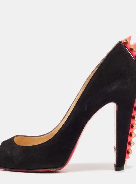 Christian Louboutin Black Suede Electropump Peep Toe Pumps Size 38
