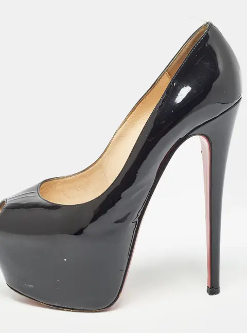Christian Louboutin Black Patent Leather Highness Pumps Size 38.5