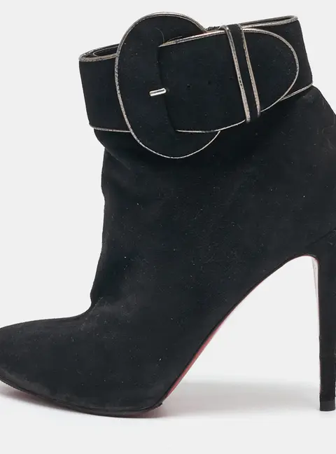 Christian Louboutin Black Suede Trottinette Ankle Booties Size 40