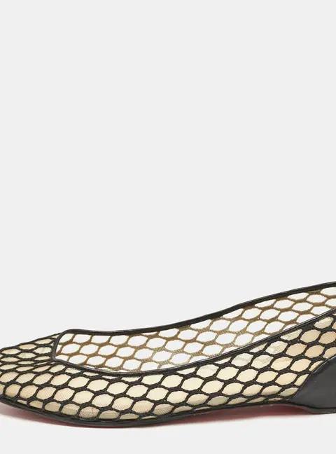Christian Louboutin Black Leather and Mesh Miss Mix Ballet Flats Size 36.5