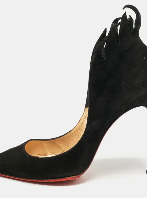 Christian Louboutin Black Suede Victorina Flame Pumps Size 36.5