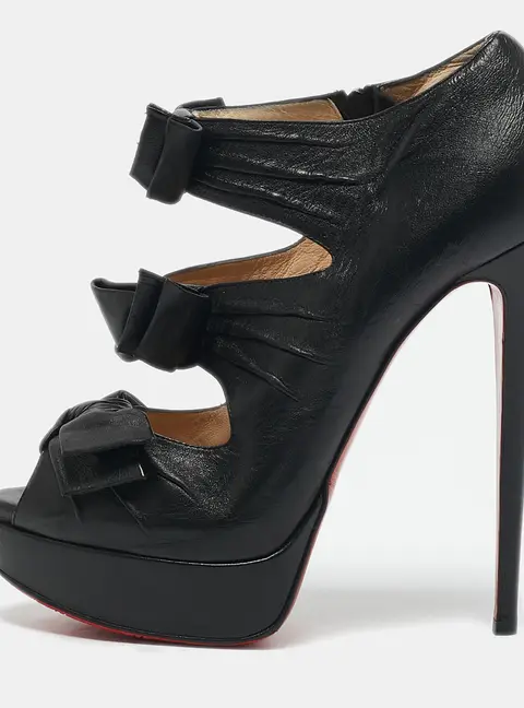 Christian Louboutin Black Leather Madame Butterfly Platform Pumps Size 40