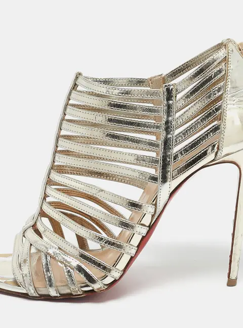 Christian Louboutin Light Gold Leather City Jolly Cage Sandals Size 38.5