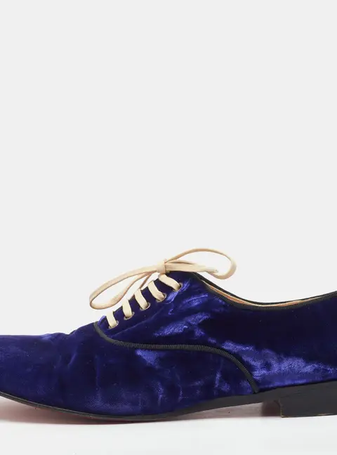 Christian Louboutin Blue Velvet Lace Up Oxford Size 38.5