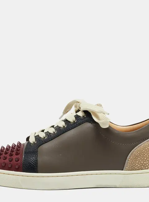 Christian Louboutin Multicolor Leather Louis Junior Spikes Low Top Sneakers Size 40