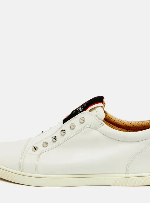 Christian Louboutin White Leather F.A.V Fique A Vontade Sneakers Size 41.5
