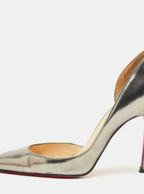 Christian Louboutin Silver Leather Iriza D'orsay Pumps Size 38.5