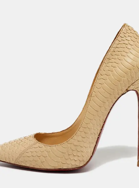 Christian Louboutin So Kate Size 39 Beige Python Leather Pumps