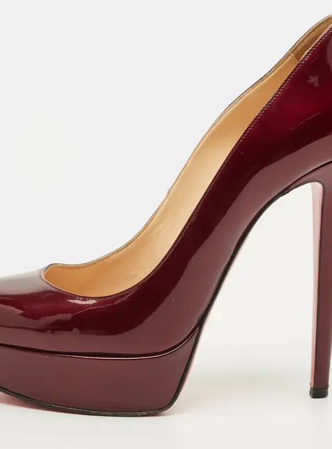 Christian Louboutin Bianca Size 38 Burgundy Patent Leather Platform Pumps