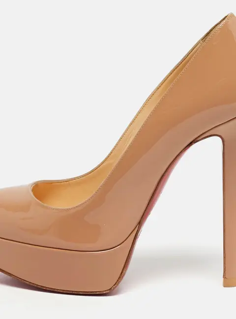 Christian Louboutin Bianca Size 35 Beige Patent Leather Platform Pumps