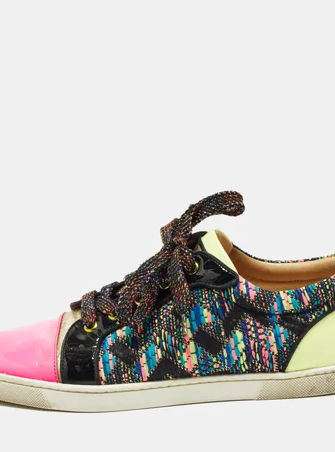 Christian Louboutin Gondoliere Size 41 Multicolor Knit Fabric and Patent Leather Low Top Sneakers