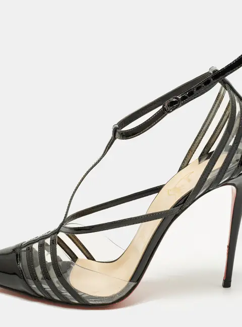 Christian Louboutin Theodorella Size 39 Black Patent Leather and PVC Pumps