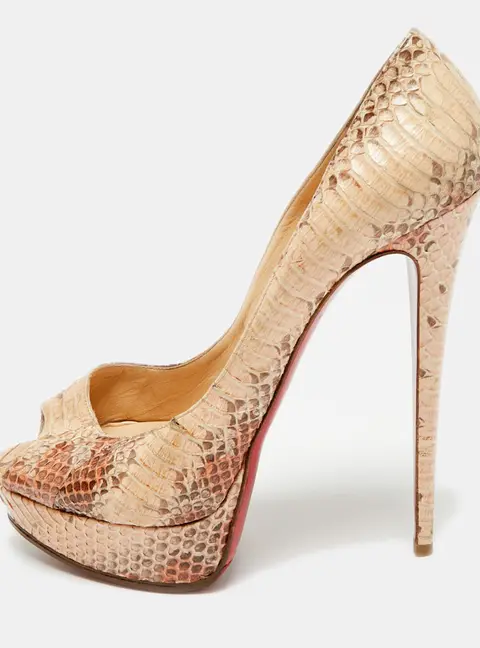 Christian Louboutin Lady Peep Size 41 Multicolor Python Leather Platform Pumps