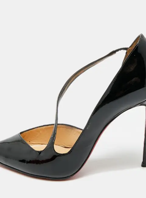Christian Louboutin Jumping Size 38 Black Patent Leather D'orsay Pumps