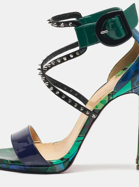 Christian Louboutin Choca Lux Size 39 Multicolor Patent Leather Ankle Strap Sandals