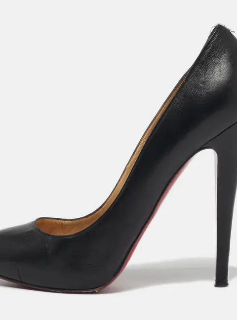 Christian Louboutin Black Leather Feticha Platform Round Toe Pumps Size 39