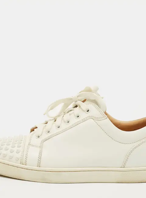 Christian Louboutin Lou Spikes Size 41 White Leather Lace Up Sneakers