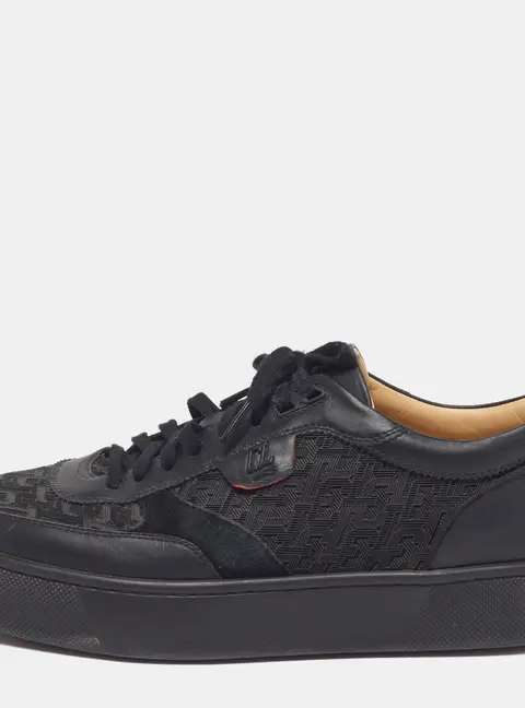 Christian Louboutin Happyrui Size 40 Black Leather, Rubber and Suede Low Top Sneakers