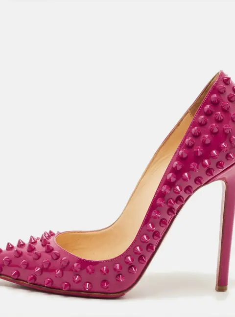 Christian Louboutin Pigalle Spikes Size 35 Purple Patent Leather Pumps