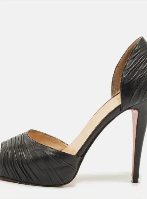 Christian Louboutin Armadillo Size 36 Black Leather Peep Toe D'orsay Pumps