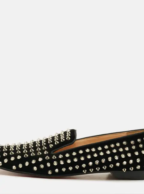 Christian Louboutin Rollerboy Size 40.5 Black Velvet Smoking Slippers