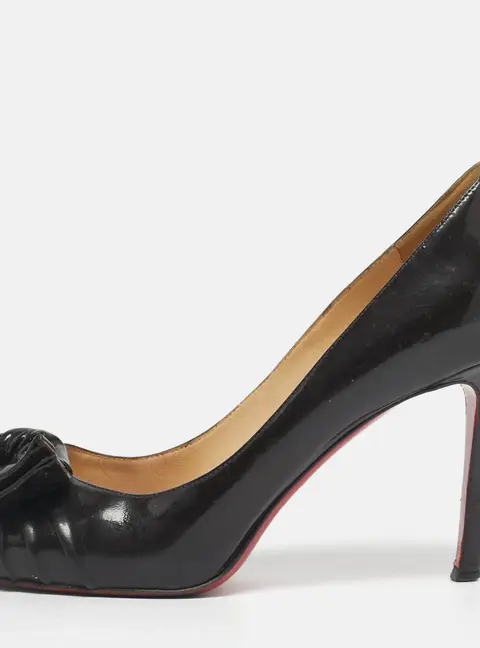 Christian Louboutin Dark Brown Patent Leather Madame Butterfly Peep Toe Pumps Size 36