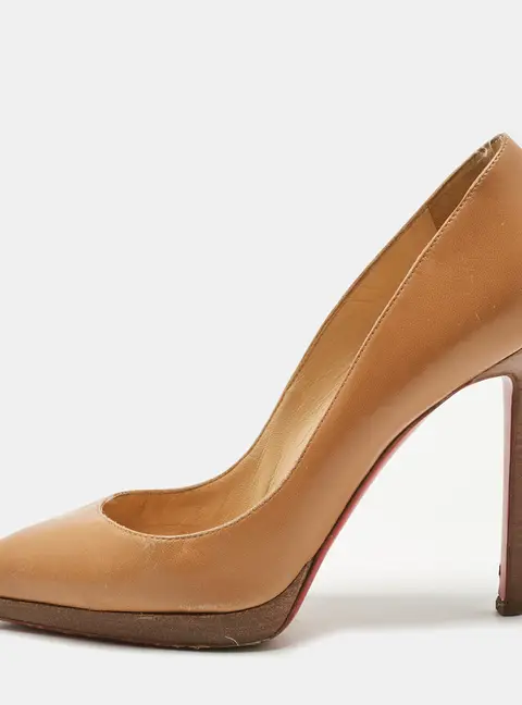 Christian Louboutin Beige Leather Pigalle Plato Pumps Size 36