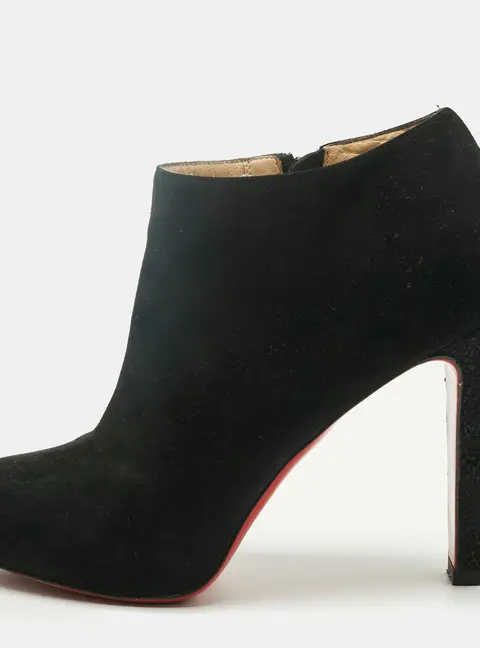 Christian Louboutin Belle Size 36.5 Black Suede Ankle Length Boots