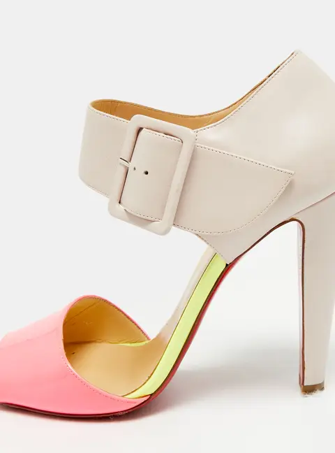 Christian Louboutin Just Nothing Size 40 Two Tone Leather and Patent Leather Ankle Strap Sandals