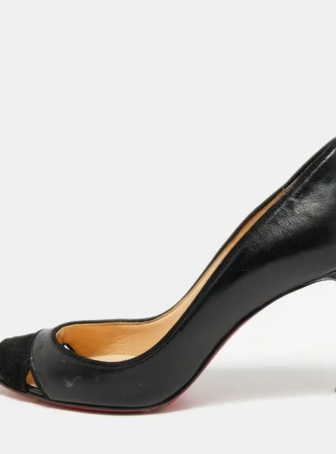 Christian Louboutin Eklectica Size 35.5 Black Leather and Suede Pumps