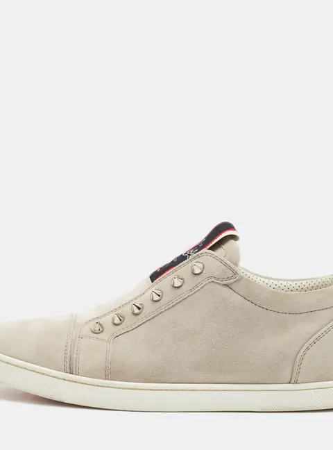 Christian Louboutin F.A.V Fique A Vontade Size 40 Grey Suede Slip On Sneakers