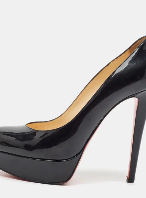 Christian Louboutin Bianca Size 39.5 Black Patent Leather Platform Pumps