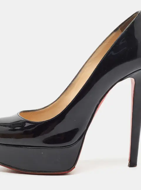 Christian Louboutin Bianca Size 36.5 Black Patent Leather Platform Pumps