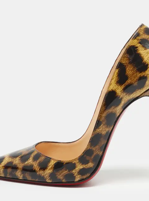 Christian Louboutin So Kate Size 36 Beige/Black Leopard Print Patent Leather Pumps
