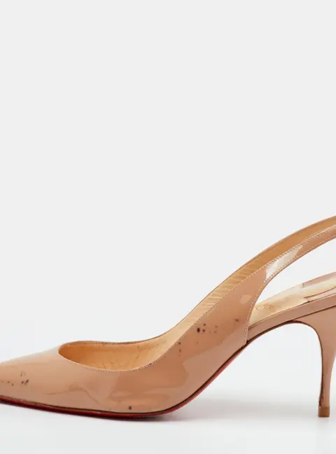 Christian Louboutin Clare Size 39 Beige Patent Leather Slingback Pumps