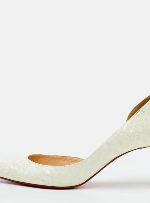 Christian Louboutin Iriza Size 38 White Patent Leather D'Orsay Pumps