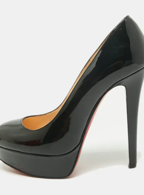 Christian Louboutin Bianca Size 35 Black Patent Leather Platform Pumps