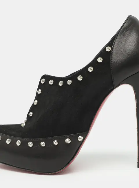 Christian Louboutin Astraqueen Size 38.5 Black Leather and Suede Booties