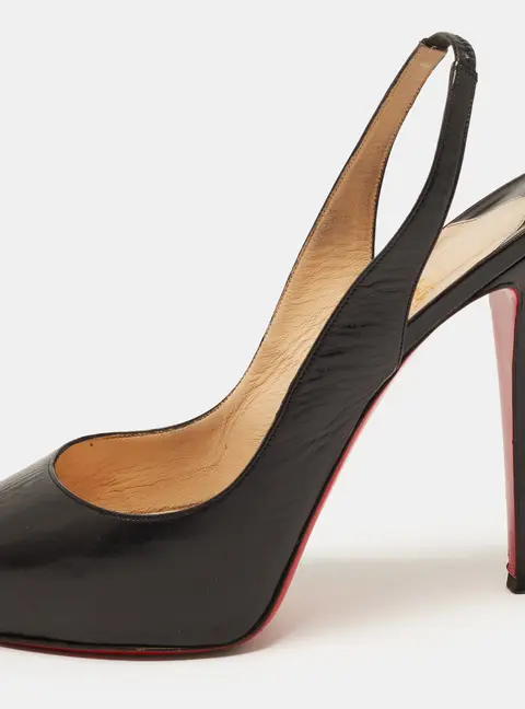 Christian Louboutin Private Number Size 40.5 Black Leather Slingback Sandals