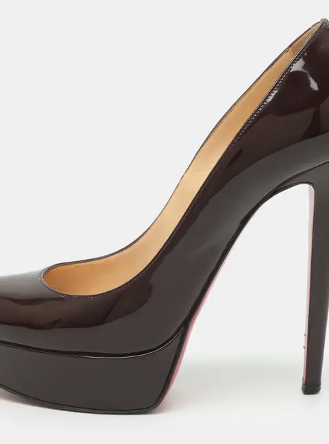 Christian Louboutin Bianca Size 38 Burgundy Patent Leather Platform Pumps