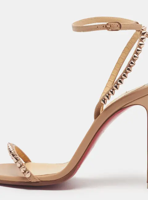 Christian Louboutin So Me Size 35 Beige Leather Ankle Strap Sandals