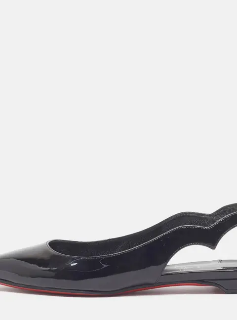 Christian Louboutin Hot Chickita Size 35 Black Patent Leather Slingback Flats